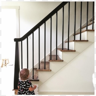Our Finished-ish House Black Banister, Wood Stair Railings, - Simple Stair Railing Design Clipart