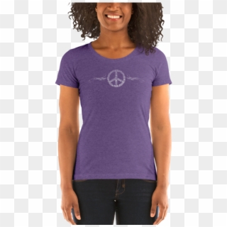 Ladies' Short Sleeve Tee Shirt With Peace Scroll Imprint - T-shirt Clipart