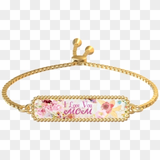 I Love You Mom Gold Rectangle Bracelet - Bracelet Clipart