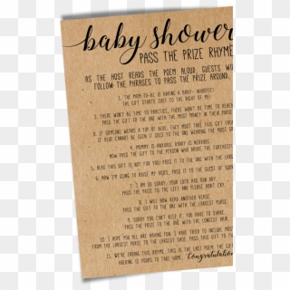 Pass The Prize Baby Shower - Calligraphy Clipart