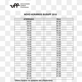 Horários Busuff 2018 - Federal Fluminense University Clipart