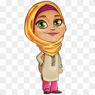 Nasira The Caring Arabic Girl - Arabic Girl Cartoon Kid Clipart