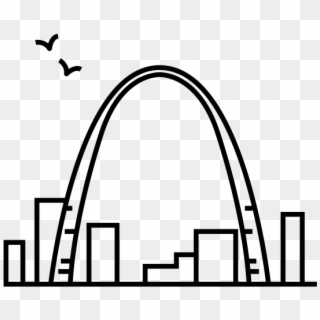 Pencil Drawing Gateway Arch Monument Architectural - Step By Step How To Draw Gateway Arch Clipart