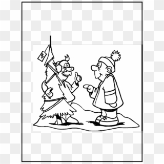 Hombre Comprando Arbol De Navidad Para Colorear Y Recortar - Cartoon Clipart