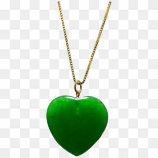 Corrente Com Coração Verde - Pingente De Coração Pedra Verde Clipart