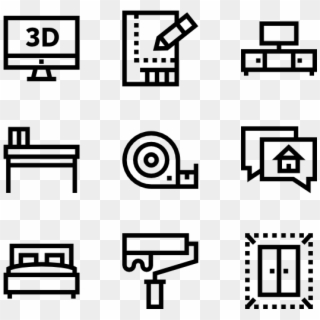 Interior Design - White Icons Png Clipart