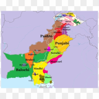 Punjabi, Saraiki, Pashtu, Sindhi,hindko, Balochi And - Language Map Of Pakistan Clipart