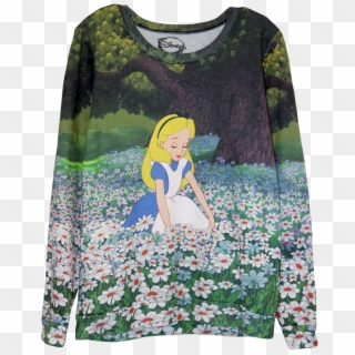 A Long Sleeve Shirt Of The Scene Of Alice Sitting In - Disney Alice In Wonderland Clipart