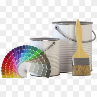 Paint Cans Paint Brush And Color Palette On Wood Pway6fz - Lata Tinta Tabela Cor Clipart