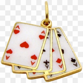 Vintage 14k Gold Lucky *four Aces* Enameled Poker Hand - Locket Clipart