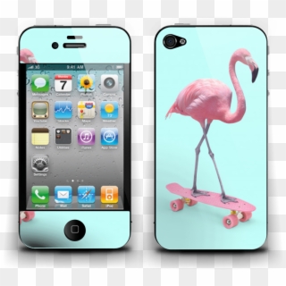 Skateboarding Flamingo Skin Iphone 4/4s - Skate Flamingo Clipart