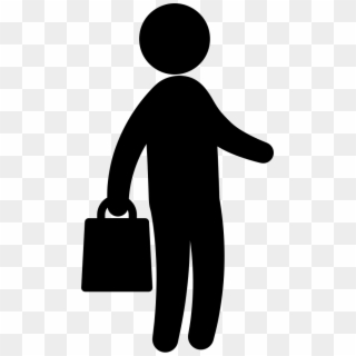Businessman With Handbag Standing Silhouette Comments - Businessperson Clipart