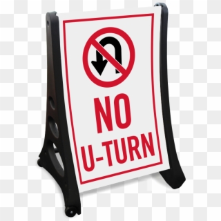 No U Turn Portable Sidewalk Sign - Logo Online 24 Jam Png Clipart