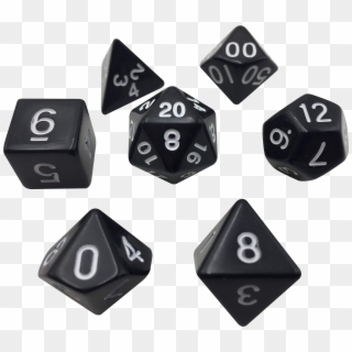 Black With White Numbers Set Of 7 Polyhedral Rpg Dice - Transparent Dice Set Png Clipart