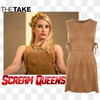 Wearall Tatum Suede Flared Dress As Seen On Chanel - Scream Queens Emma Roberts Chanel Clipart