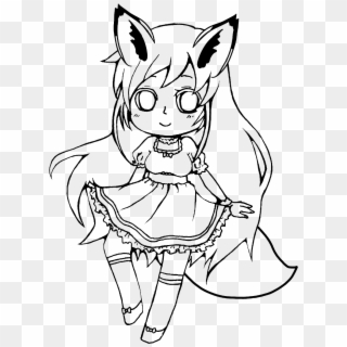 #girl #fox #outline #draw #line #art #freetoedit #anime - Anime Chibi Girl Lineart Clipart