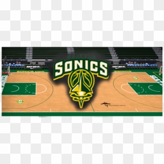 Here Is The First Look At The Sonics Logo, Floor And - Seattle Supersonics Clipart