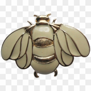 Vintage Trifari Ivory Cream Enamel Gold Tone Bumblebee - Fly Clipart