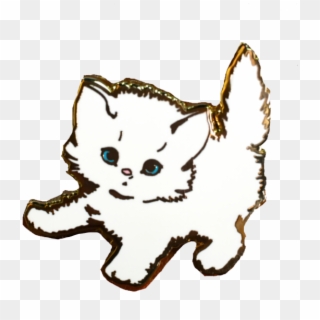 White Kitten Pin - Kitten Clipart