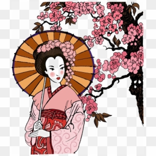 Japanese Elements Png Image - Female Japanese Geisha Art Clipart