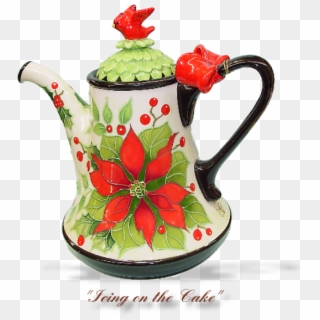 Ceramic, Poinsetta, Teapot, 6 Cup - Teapot Clipart