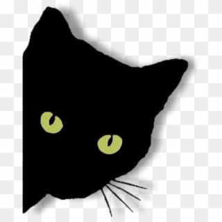#greeneyes #blackcat #blackcatpeeking #peeking #peekaboo - Black Cat Peeking Clip Art - Png Download