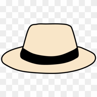 Hat, Fedora, Cream, Black Band - Fedora Clipart