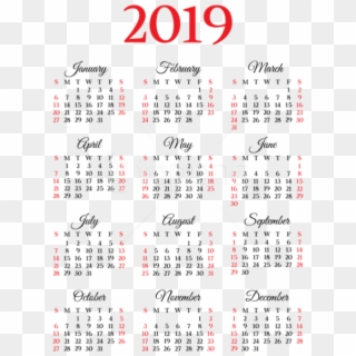 Free Png 2019 Calendar Png - 2019 Calendar Png File Clipart