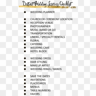 Detroit Wedding R Checklist Payment Contact List Pdf - Wedding Vendor Checklist Clipart