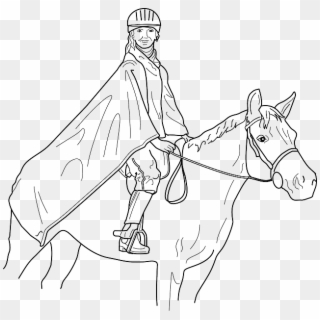 Outline, Man, Cartoon, Horse, Horses, Draw, Animal - Horse With Rider Coloring Pages Clipart