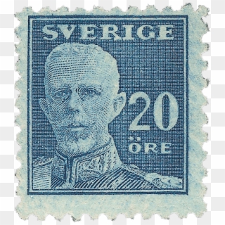 20ö Blue Gustaf V Stamp, - Swedish Stamps Clipart