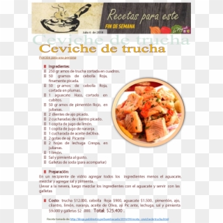 Ceviche De Trucha - Receta De Ceviche De Trucha Clipart