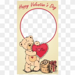 Valentine Frame With Teddy Bear - Buenas De San Valentin Para Una Amiga Clipart