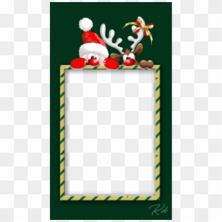Christmas Frame With Santa And Reindeer - Picture Frame Clipart