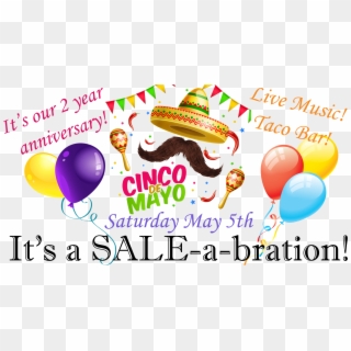 May 5th, 2018 Anniversary Sale Cinco De Mayo = Taco - Birthday Vector Clipart