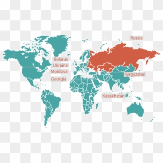 It Is Spoken In Countries Including Russia, Belarus, - World Map Clipart