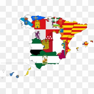 The Flag Of Spain, - Spain Regions Flag Map Clipart