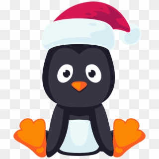 Little Penguin Sitting In A Christmas Hat With Transparent - Adã©lie Penguin Clipart