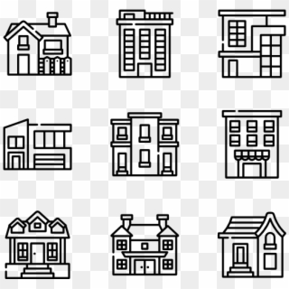 Type Of Houses - Village Icons Clipart