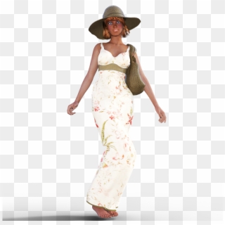 Woman Summer Dress Hat Girl Bag Flowers - Girl Summer Png Clipart