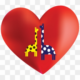 Giraffe And Heart Background - Heart Clipart