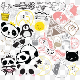 Stickers Animaux Scandinaves Les Pandas Et Ses Amis Clipart