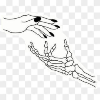 #aesthetic #grunge #tumblr #skeleton #outlines #freetoedit - Human Hand Holding Skeleton Hand Clipart