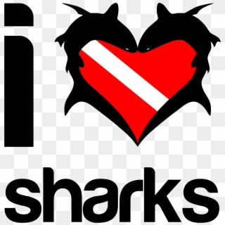 I Love Sharks T-shirt Design - Love Scuba Diving Clipart