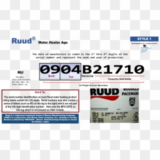 Style 1 - 0904b21710 - Ruud Brand Serial Number Breakdown Clipart