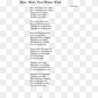 Blow, Blow, Thou Winter Wind Sheet Music Composed By - Letra De La Cancion I Like It Clipart