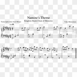 Namine's Theme Sheet Music Composed By Yoko Shimomura - Kingdom Hearts Namine Theme Piano Sheet Music Clipart