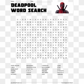 Deadpool Word Search Main Image - Free Printable Groundhog Day Word Search Clipart