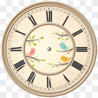 Horloge Avec Chiffres Romains Oiseaux - Clock Design Vector Clipart