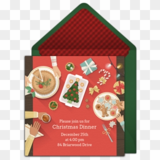 Christmas Dinner Table Online Invitation - Illustration Clipart